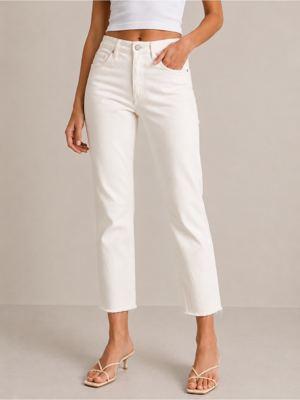 RE/DONE 90s High-Rise Ankle Crop Jeans Vintage White Size 26 Minimalist
